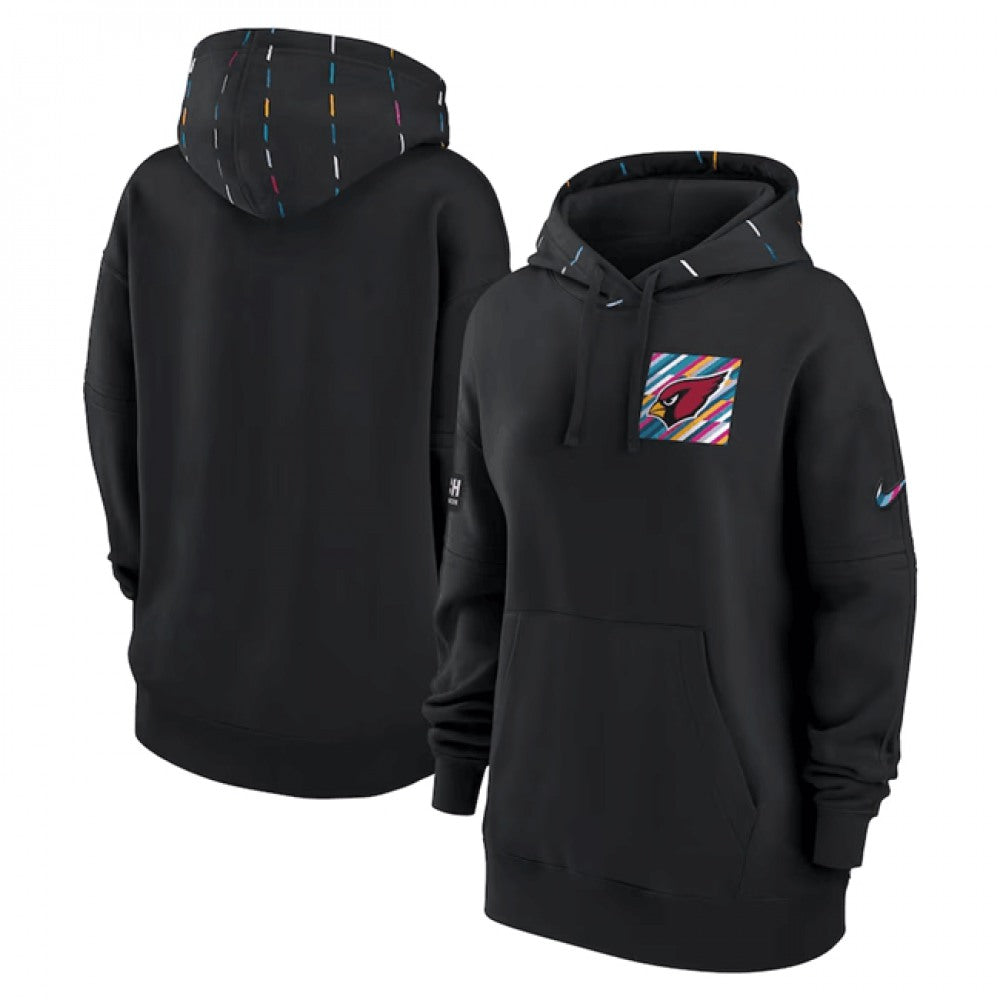 Women's Arizona Cardinals Black 2023 Crucial Catch Club Pullover Hoodie(Run Small) 