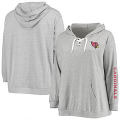 Women's Arizona Cardinals Heathered Gray Lace-Up Pullover Hoodie 