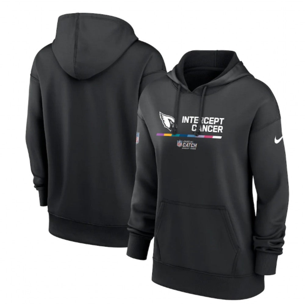 Women's Arizona Cardinals 2022 Black NFL Crucial Catch Therma Performance Pullover Hoodie(Run Small) 
