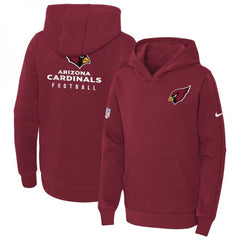 Youth Arizona Cardinals Red Sideline Club Fleece Pullover Hoodie 