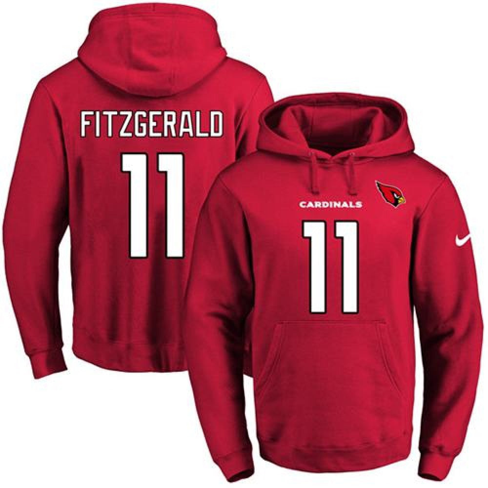 Cardinals #11 Larry Fitzgerald Red Name & Number Pullover NFL Hoodie 