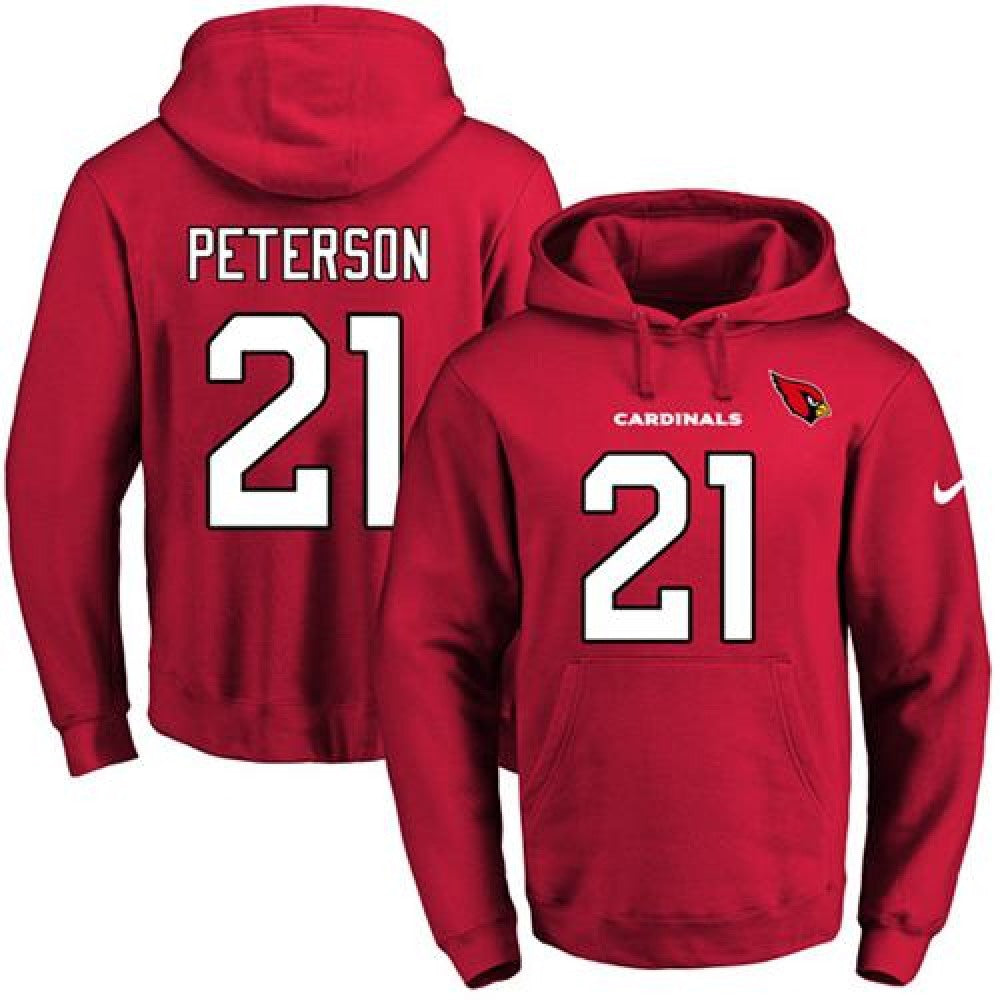 Cardinals #21 Patrick Peterson Red Name & Number Pullover NFL Hoodie 