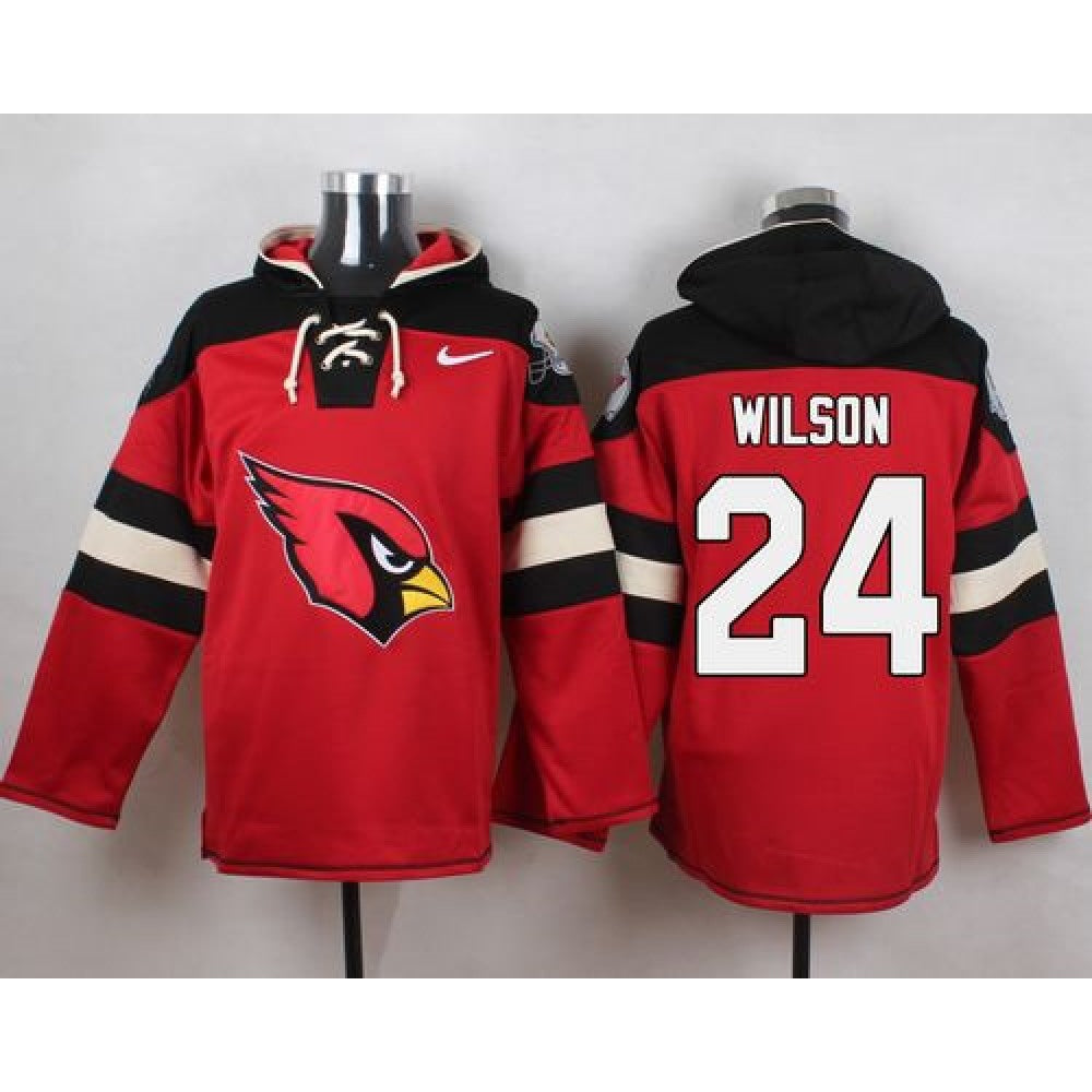 Cardinals #24 Adrian Wilson Red Player Pullover NFL Hoodie 