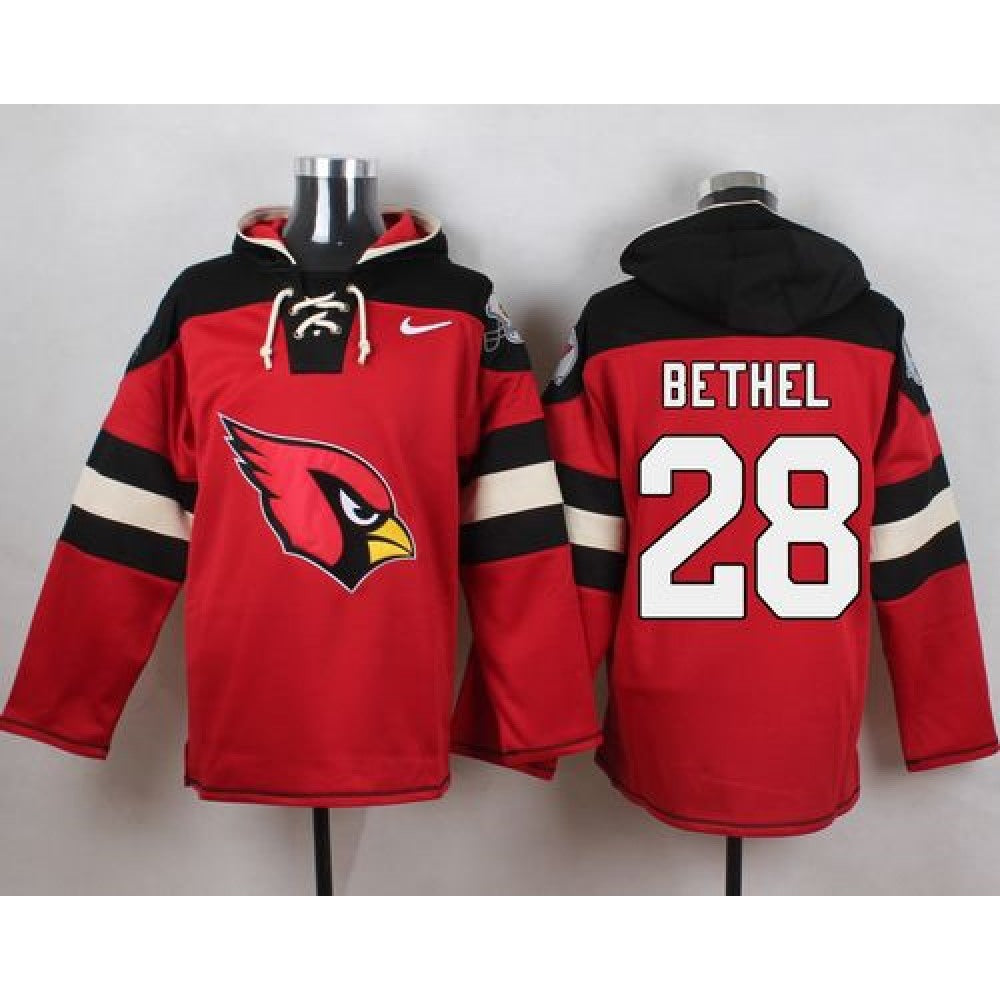 Cardinals #28 Justin Bethel Red Player Pullover NFL Hoodie 
