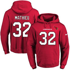 Cardinals #32 Tyrann Mathieu Red Name & Number Pullover NFL Hoodie 