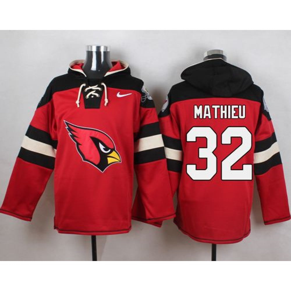 Cardinals #32 Tyrann Mathieu Red Player Pullover NFL Hoodie 