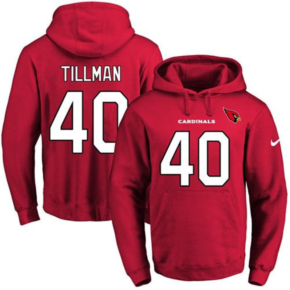 Cardinals #40 Pat Tillman Red Name & Number Pullover NFL Hoodie 