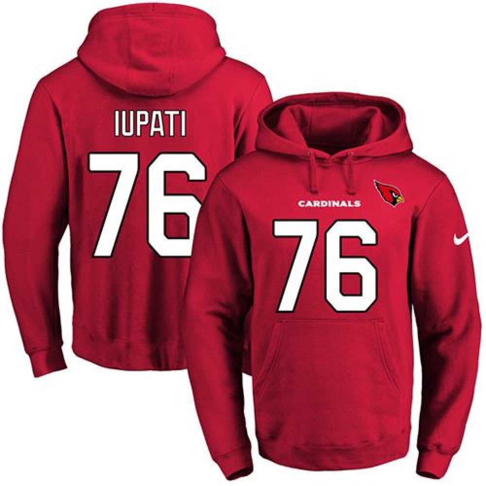 Cardinals #76 Mike Iupati Red Name & Number Pullover NFL Hoodie 