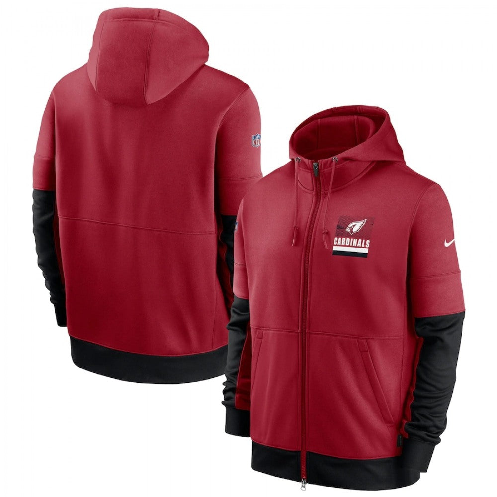Arizona Cardinals Red Sideline Impact Lockup Performance Full-Zip Hoodie 