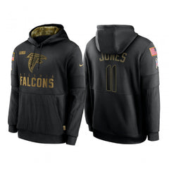 Men's Atlanta Falcons #11 Julio Jones 2020 Black Salute to Service Sideline Performance Pullover Hoodie 