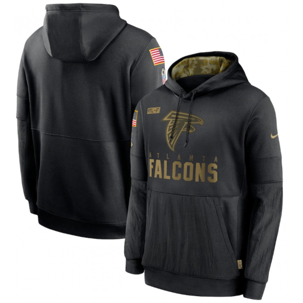 Men's Atlanta Falcons 2020 Black Salute to Service Sideline Performance Pullover Hoodie 