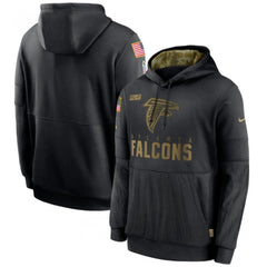 Men's Atlanta Falcons 2020 Black Salute to Service Sideline Performance Pullover Hoodie 