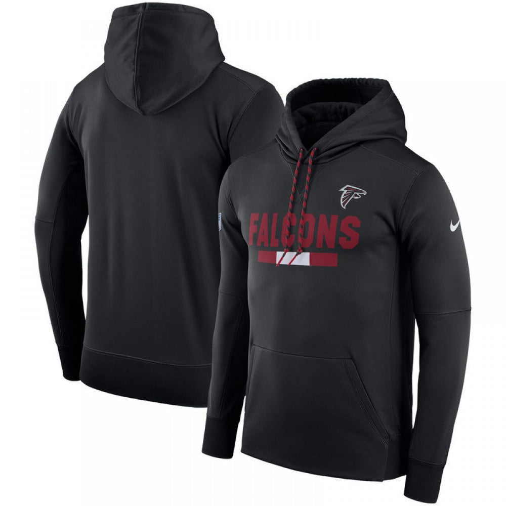 Men's Atlanta Falcons Black Sideline Team Name Performance Pullover Hoodie 