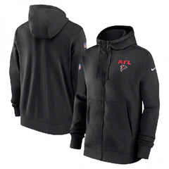 Men's Atlanta Falcons BlackSideline Club Performance Full-Zip Hoodie 
