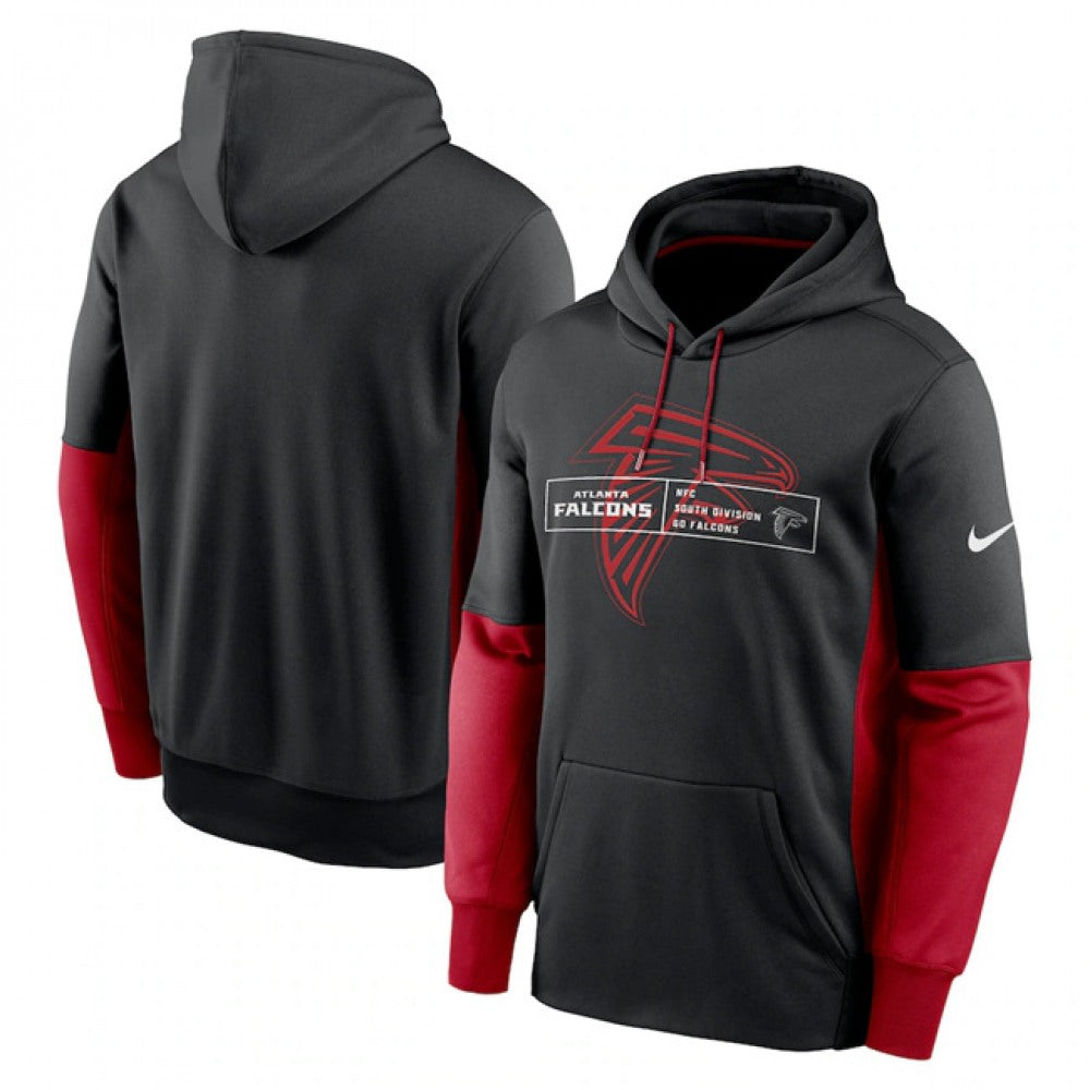 Men's Atlanta Falcons Black Color Block Fleece Performance Pullover Hoodie 