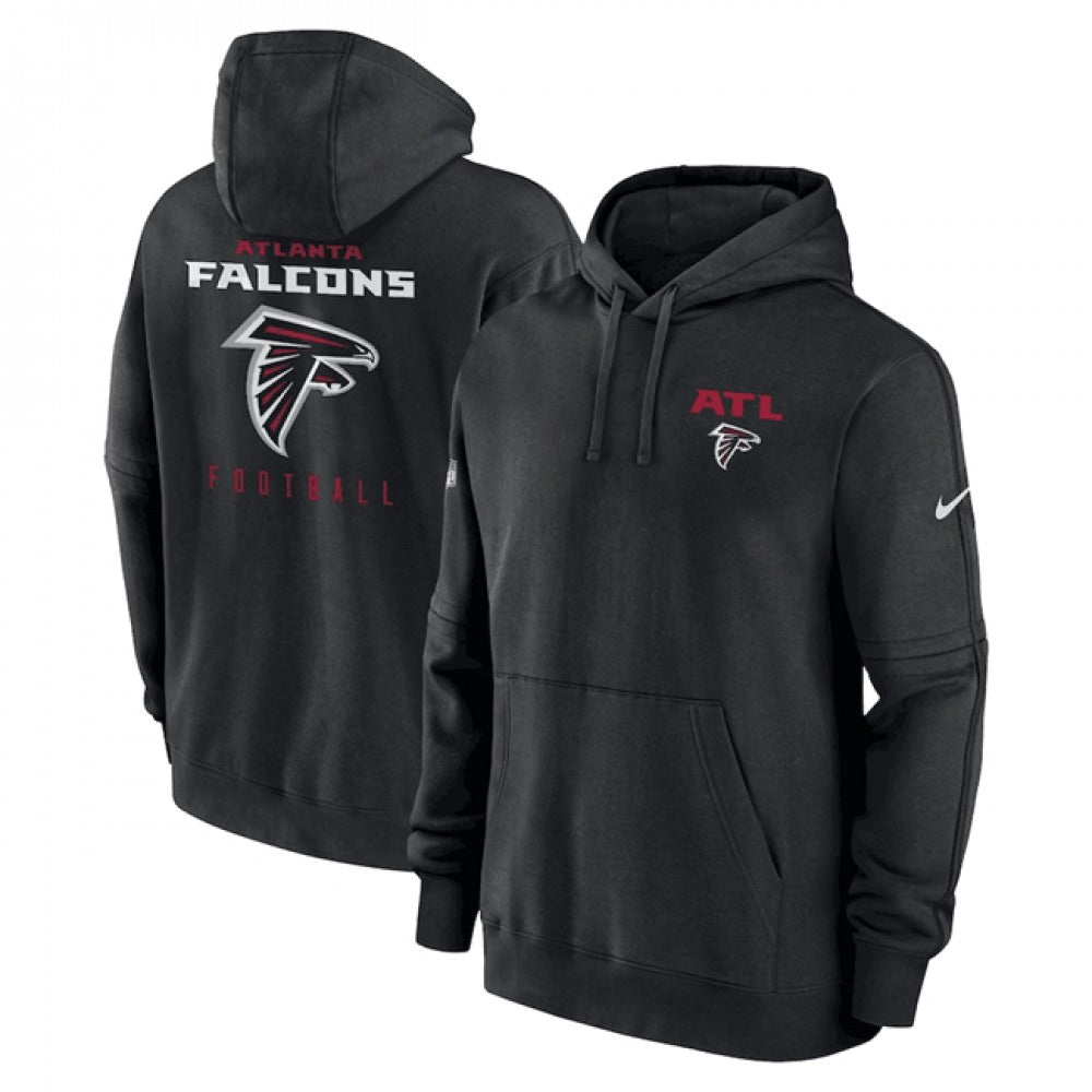 Men's Atlanta Falcons Black Sideline Club Fleece Pullover Hoodie 