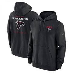 Men's Atlanta Falcons Black Sideline Club Fleece Pullover Hoodie 