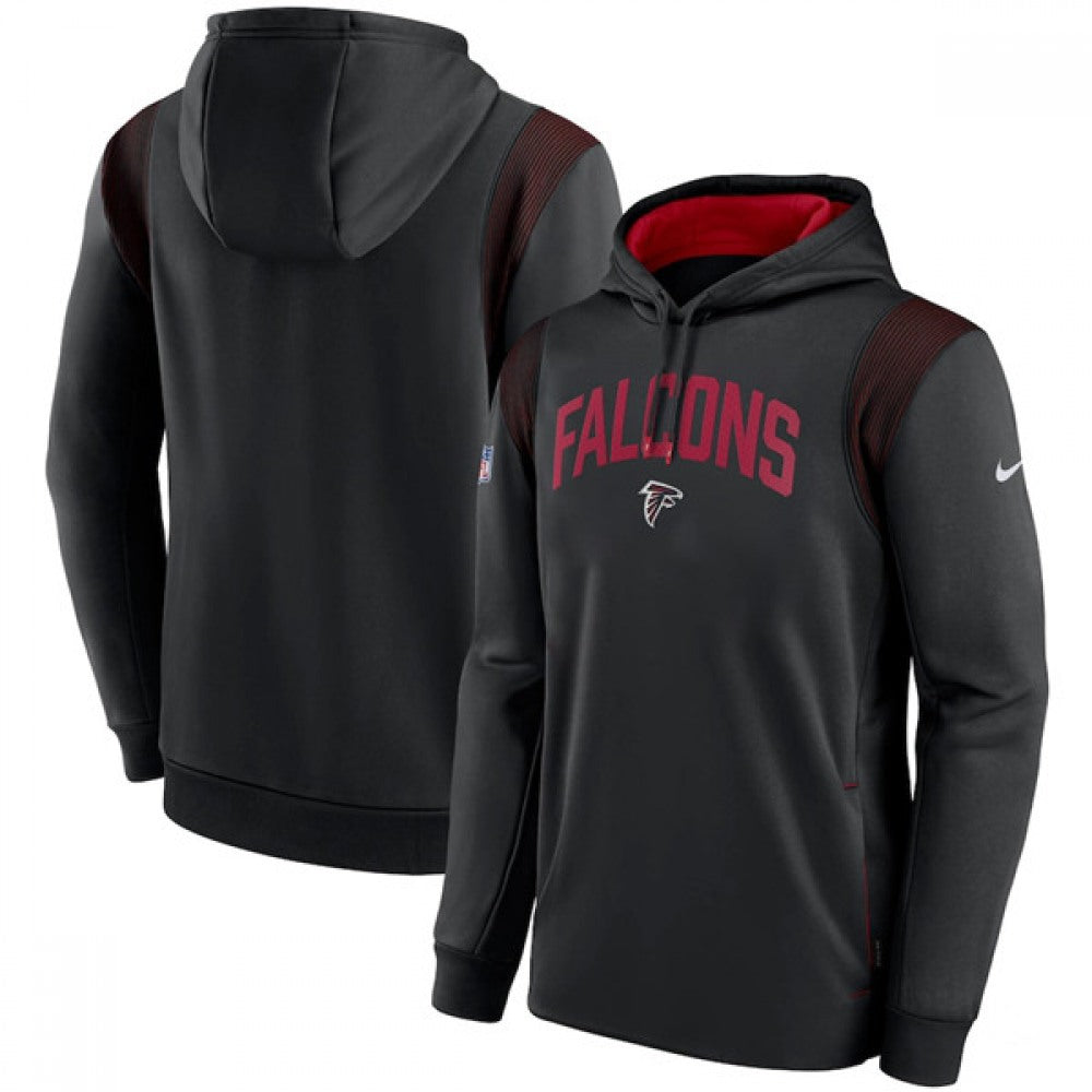 Men's Atlanta Falcons Black Sideline Stack Performance Pullover Hoodie 001 