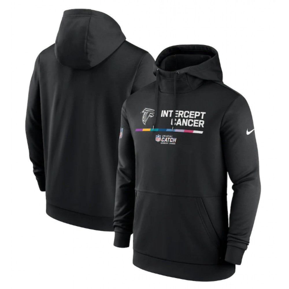 Men's Atlanta Falcons 2022 Black Crucial Catch Therma Performance Pullover Hoodie 