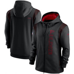Men's Atlanta Falcons 2021 Black Sideline Team Performance Full-Zip Hoodie 
