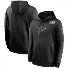 Men's Atlanta Falcons 2020 Black Crucial Catch Sideline Performance Pullover Hoodie 