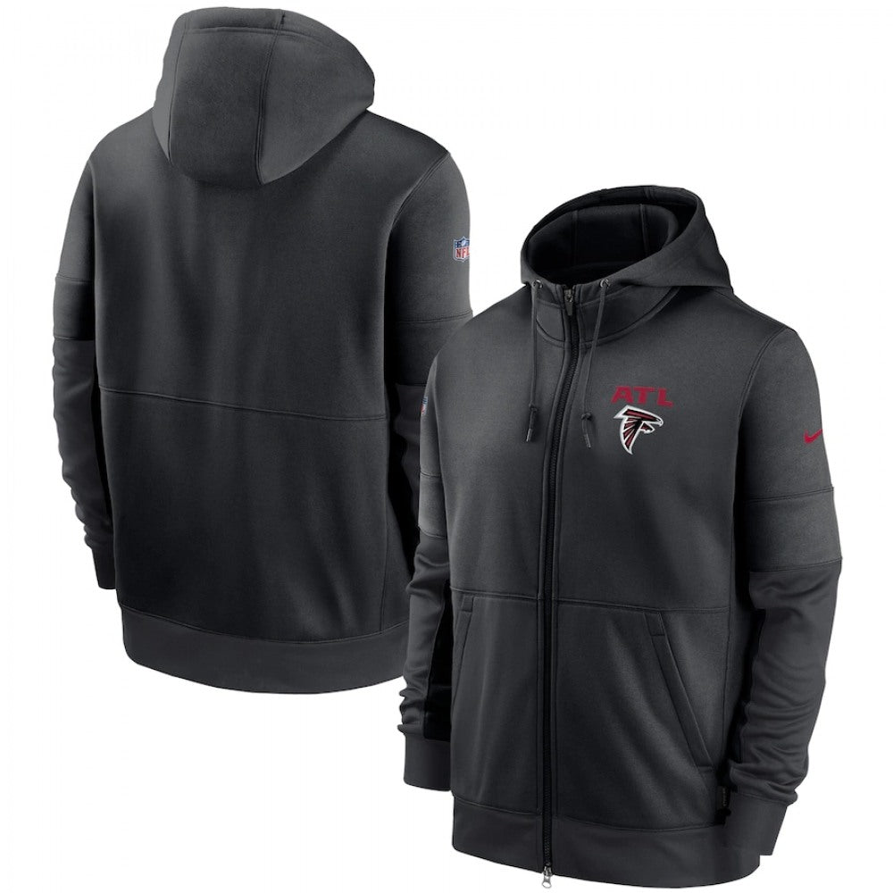 Men's Atlanta Falcons Black Sideline Impact Lockup Performance Full-Zip Hoodie 
