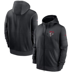 Men's Atlanta Falcons Black Sideline Impact Lockup Performance Full-Zip Hoodie 