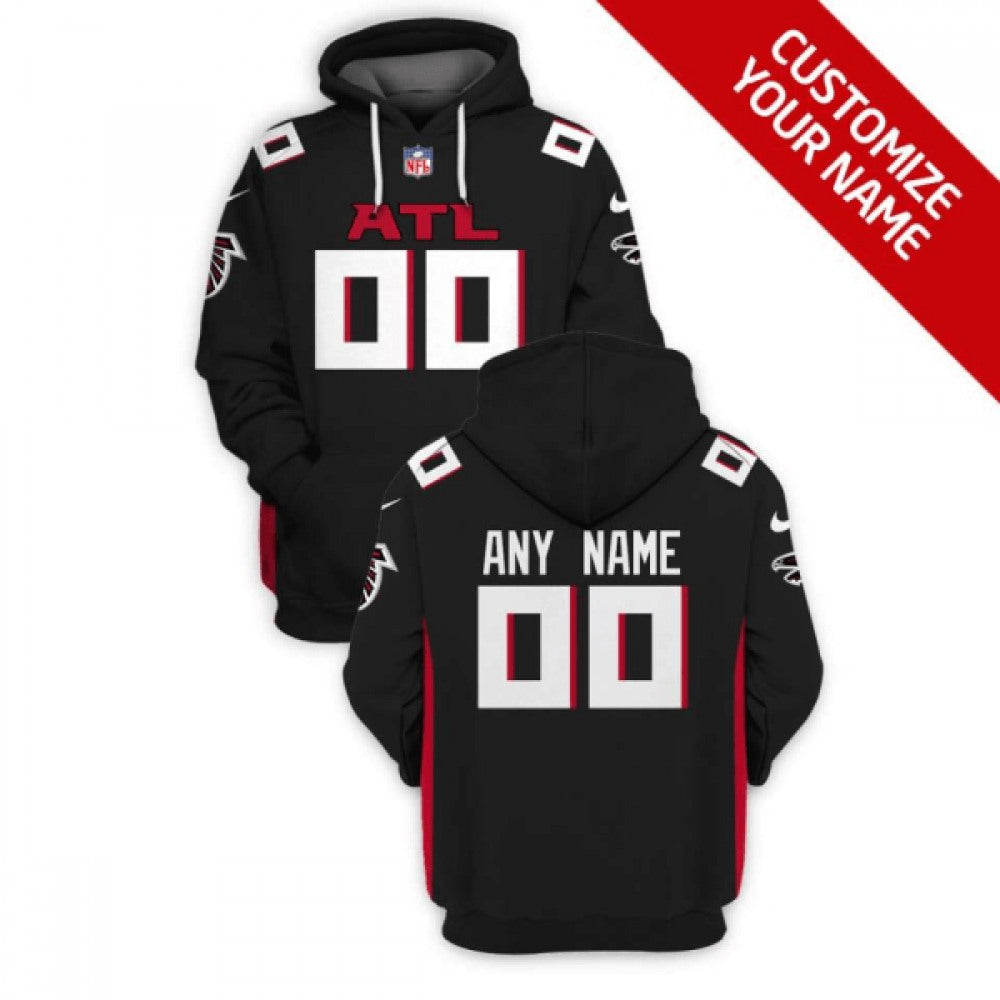 Men's Atlanta Falcons Active Player Custom 2021 Black Pullover Hoodie 