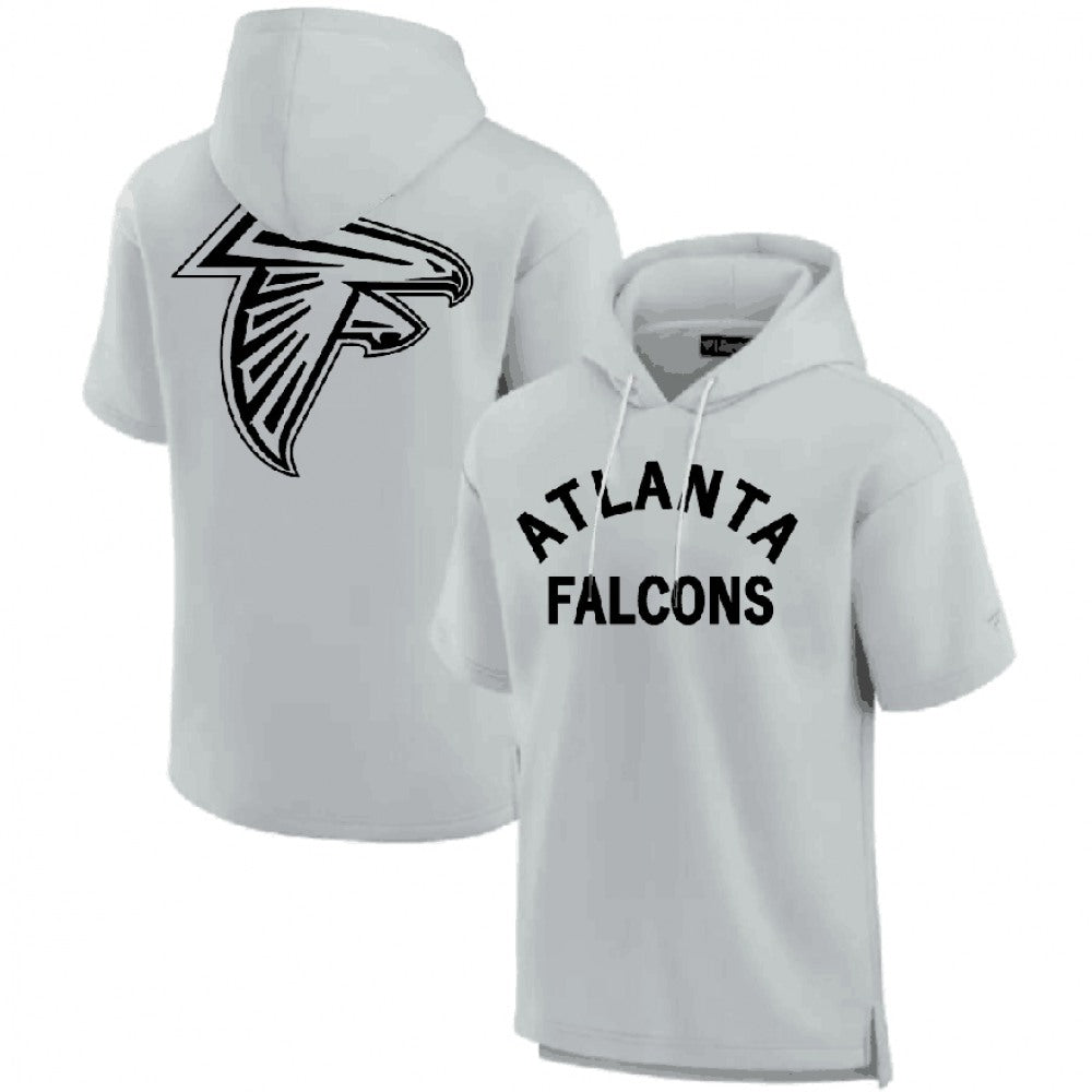 Men's Atlanta Falcons Gray Super Soft Fleece Short Sleeve Hoodie 