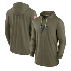 Men's Atlanta Falcons 2022 Olive Salute to Service Tonal Pullover Hoodie 