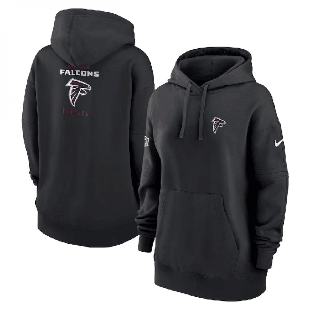 Women's Atlanta Falcons Black Sideline Club Fleece Pullover Hoodie(Run Small) 