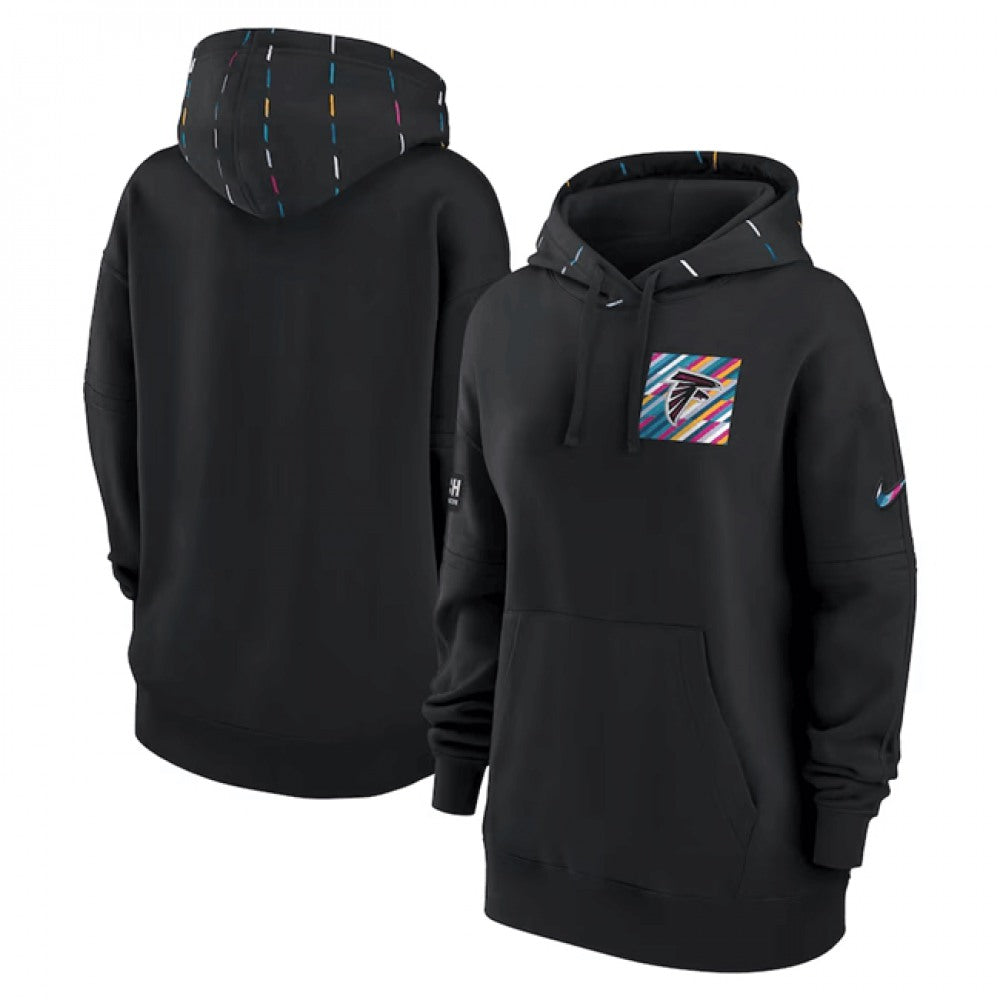 Women's Atlanta Falcons Black 2023 Crucial Catch Club Pullover Hoodie(Run Small) 