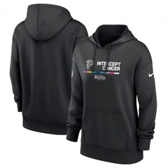 Women's Atlanta Falcons 2022 Black NFL Crucial Catch Therma Performance Pullover Hoodie(Run Small) 