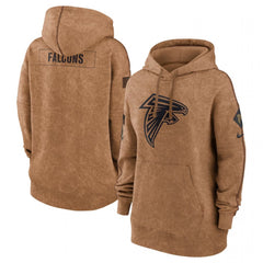 Women's Atlanta Falcons 2023 Brown Salute to Service Pullover Hoodie(Run Small) 