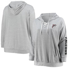 Women's Atlanta Falcons Heathered Gray Lace-Up Pullover Hoodie 