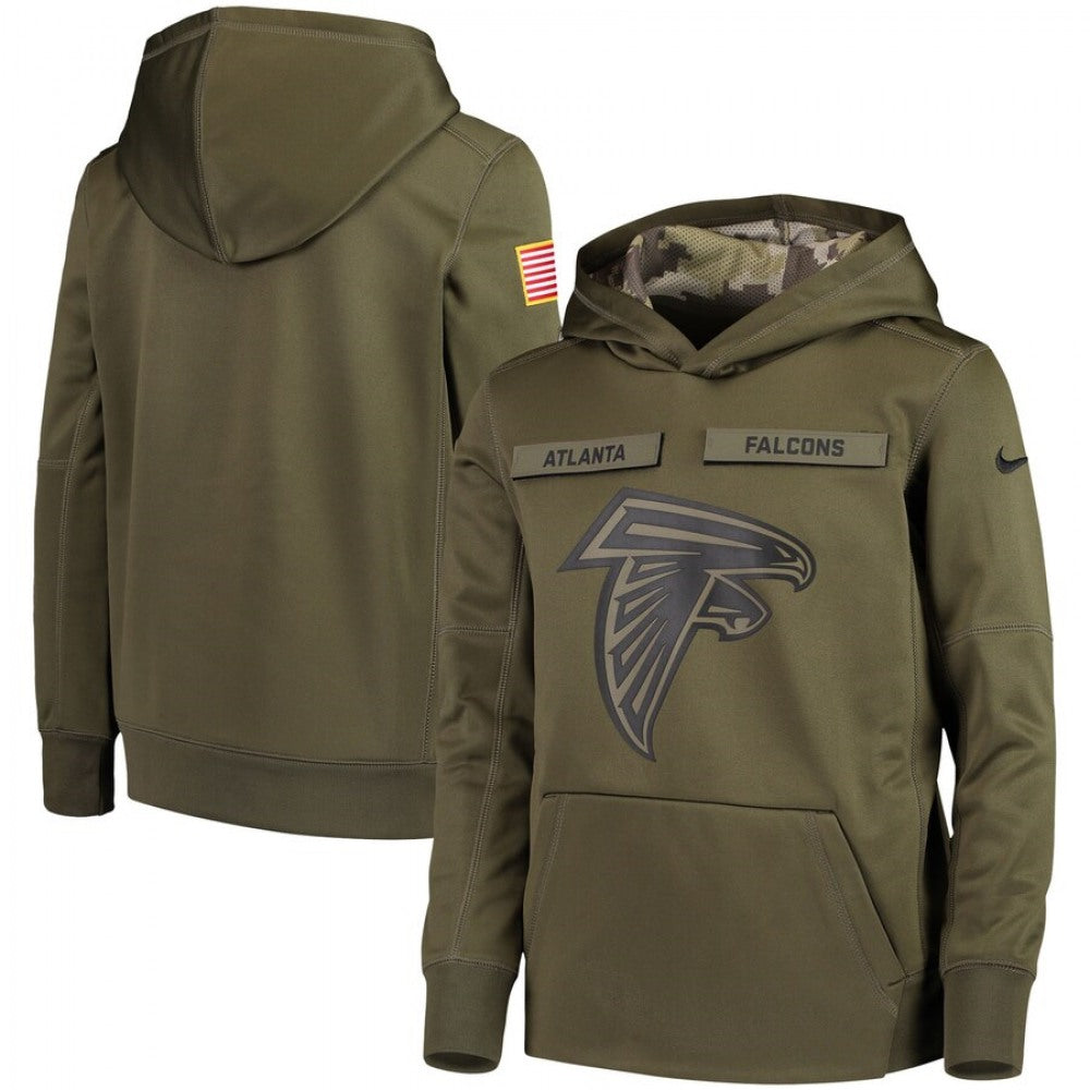 Youth Atlanta Falcons Olive Salute to Service Pullover Performance NFL Hoodie 
