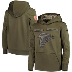 Youth Atlanta Falcons Olive Salute to Service Pullover Performance NFL Hoodie 