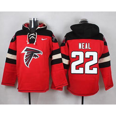 Falcons #22 Keanu Neal Red Player Pullover NFL Hoodie 