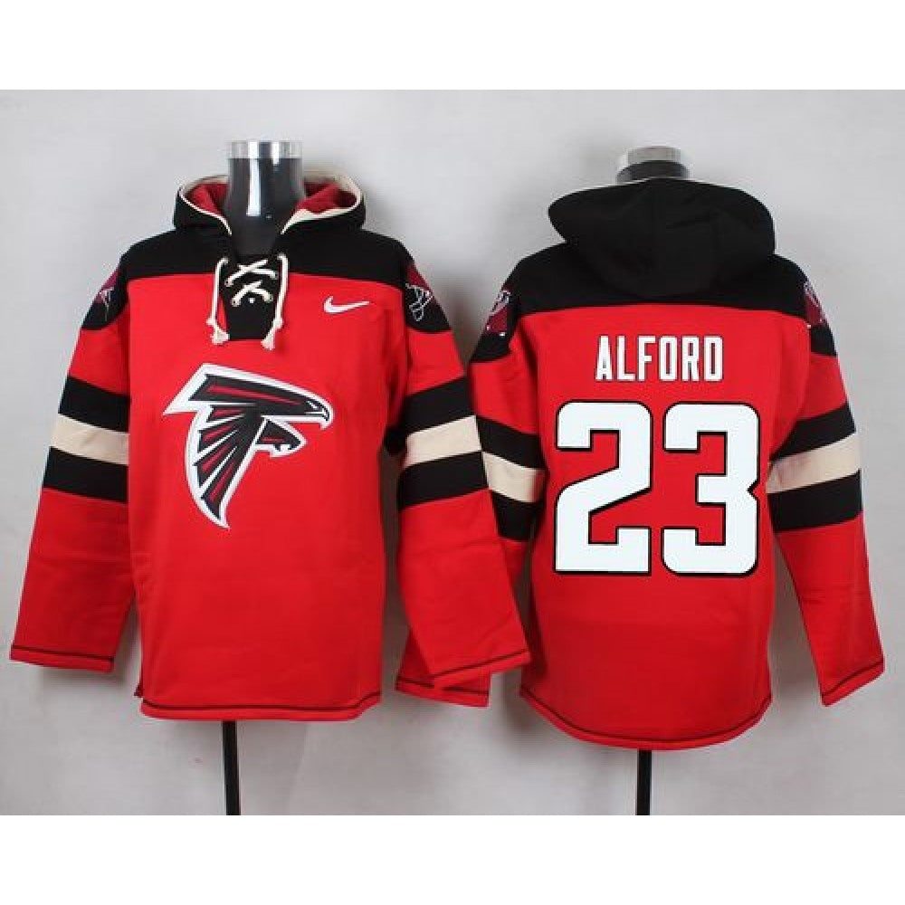 Falcons #23 Robert Alford Red Player Pullover NFL Hoodie 