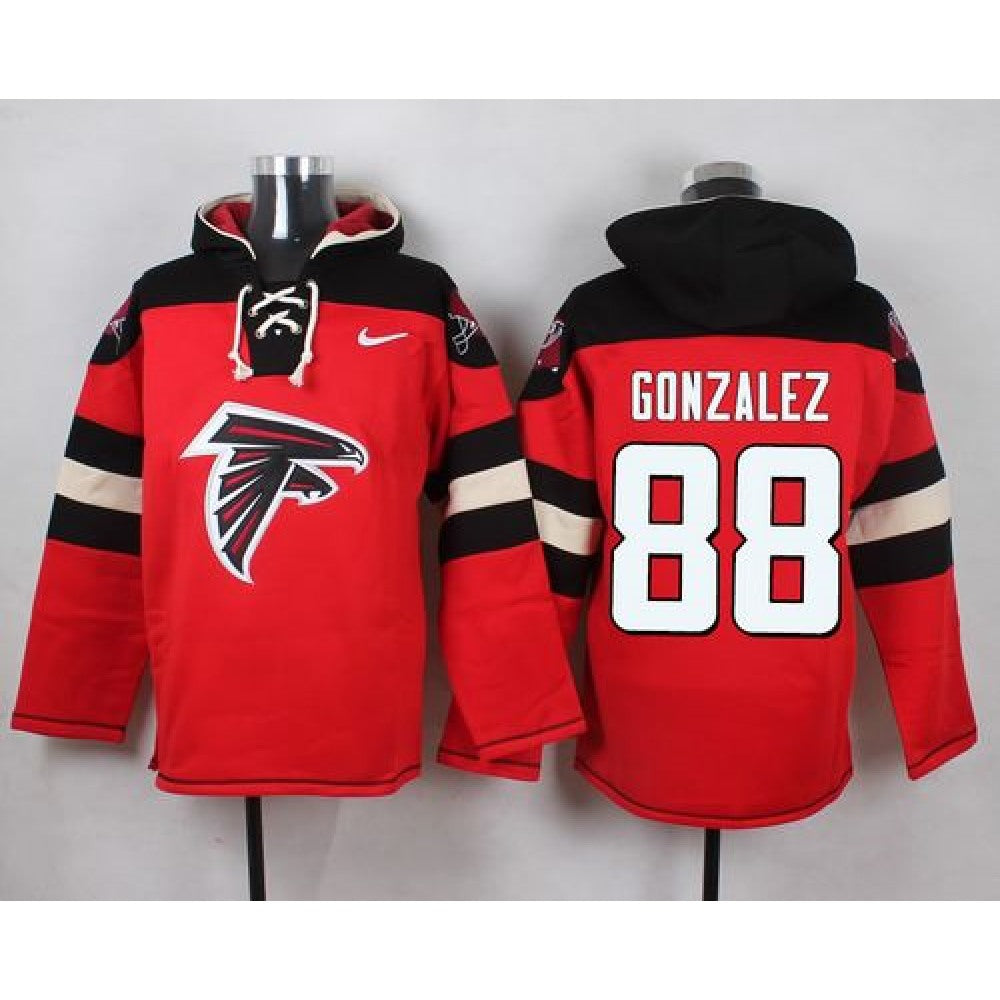 Falcons #88 Tony Gonzalez Red Player Pullover NFL Hoodie 
