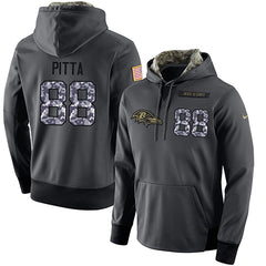 NFL Men's Baltimore Ravens #88 Dennis Pitta Stitched Black Anthracite Salute to Service Player Performance Hoodie 