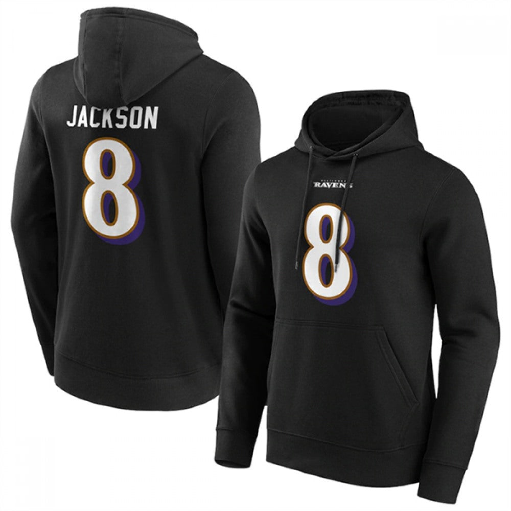 Men's Baltimore Ravens #8 Lamar Jackson Black Hoodie 