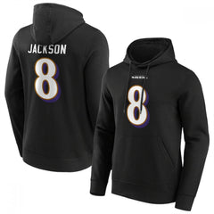Men's Baltimore Ravens #8 Lamar Jackson Black Hoodie 