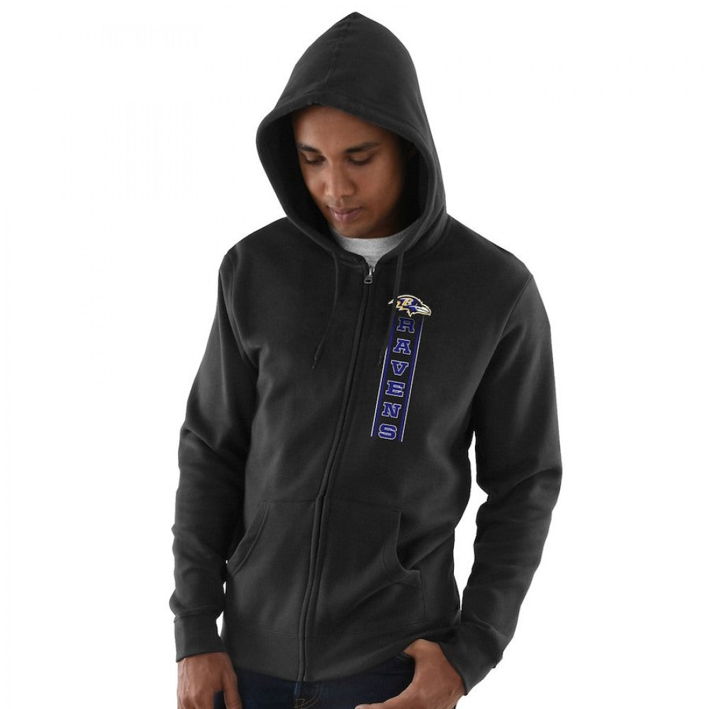 Men's Baltimore Ravens Black Hook and Ladder Full-Zip NFL Hoodie 