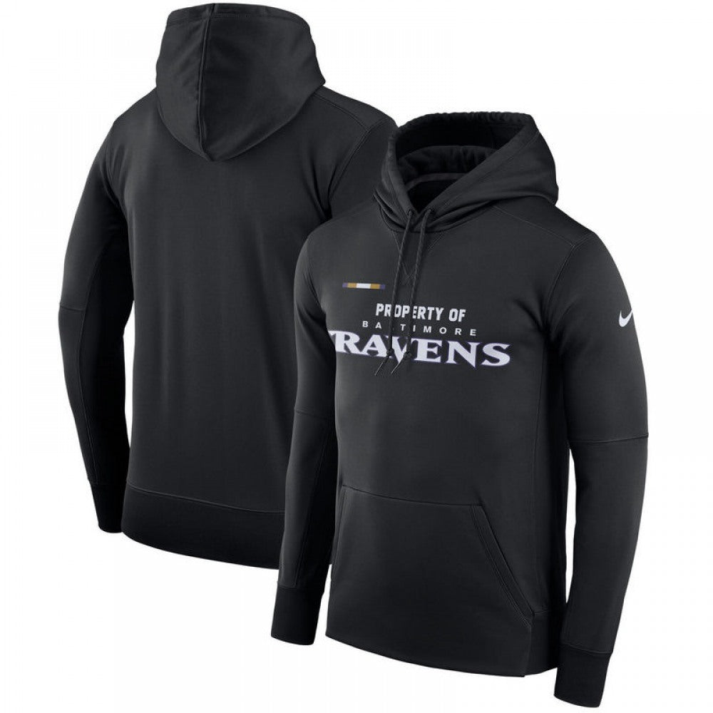 Men's Baltimore Ravens Black Sideline Property Of Performance Pullover Hoodie 