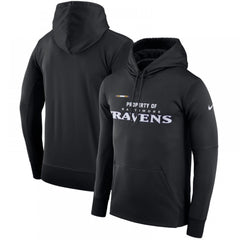 Men's Baltimore Ravens Black Sideline Property Of Performance Pullover Hoodie 