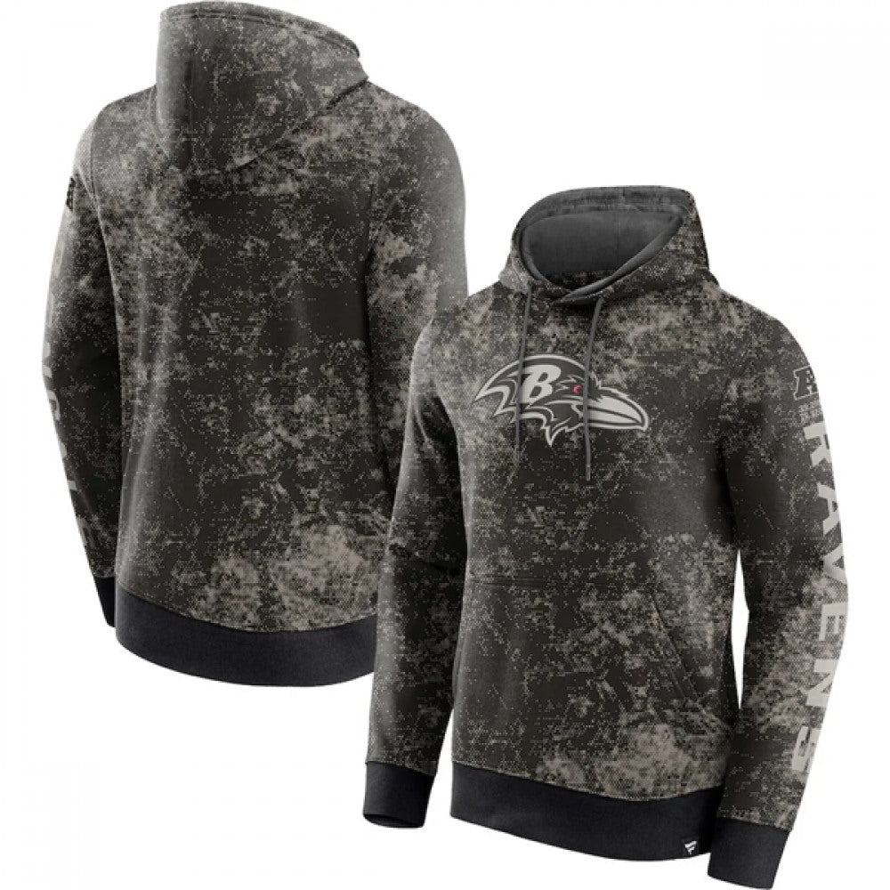 Men's Baltimore Ravens Black/Gray Blackout Tonal Pullover Hoodie 