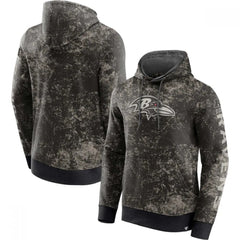 Men's Baltimore Ravens Black/Gray Blackout Tonal Pullover Hoodie 