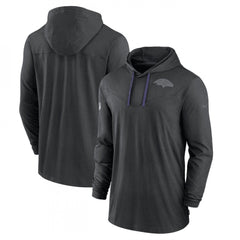 Men's Baltimore Ravens Black Sideline Pop Performance Pullover Long Sleeve Hoodie T-Shirt 