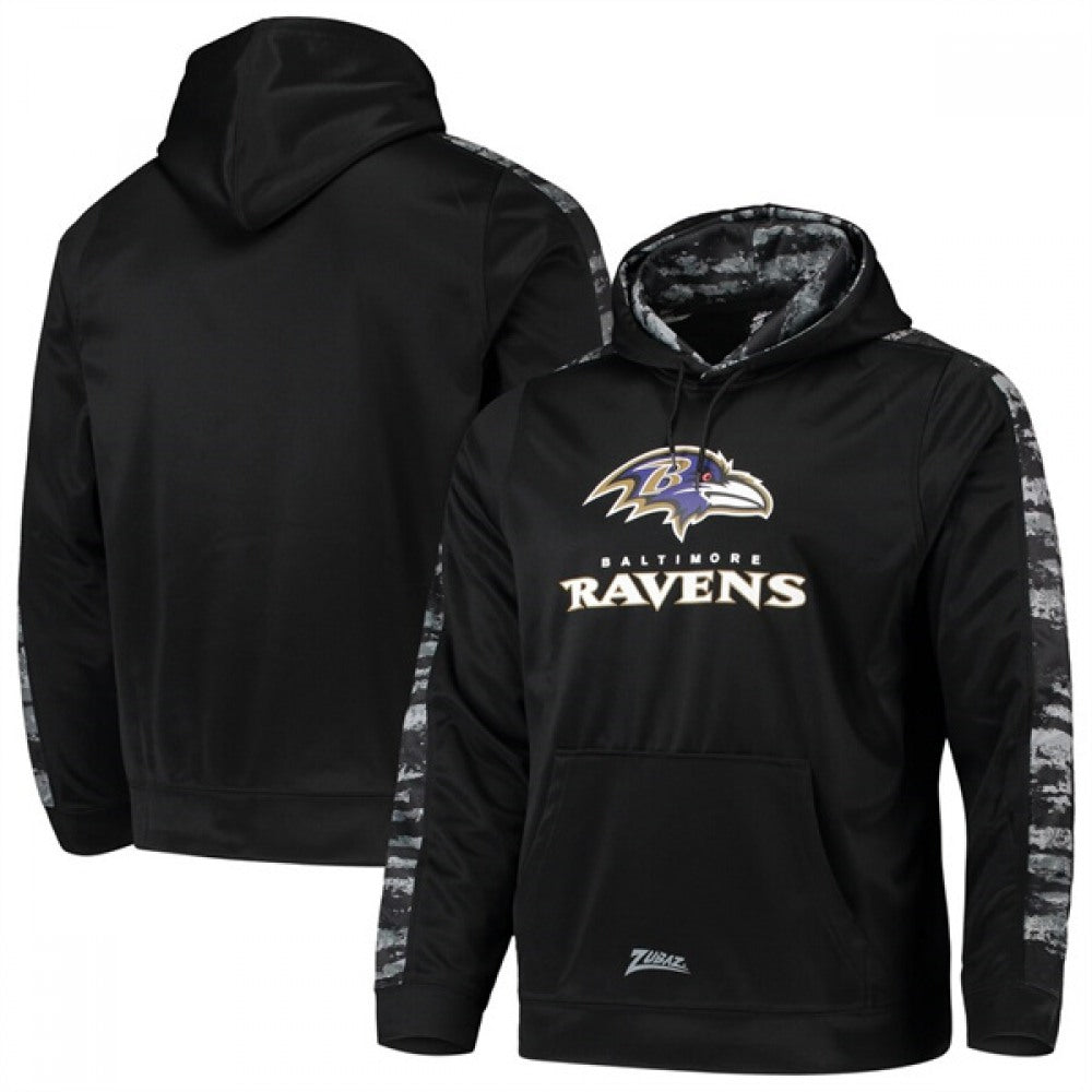Men's Baltimore Ravens Zubaz Black Tonal Oxide Pullover Hoodie 